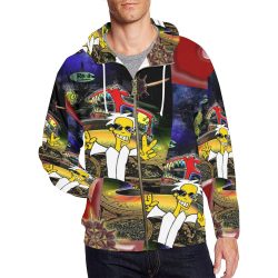 SPACEDOG All Over Print Full Zip Hoodie for Men (Model H14) - Image 3