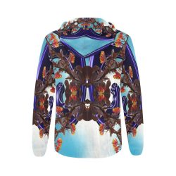 blue flowers All Over Print Full Zip Hoodie for Women (Model H14) - Image 4