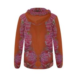 RED FLOWER All Over Print Full Zip Hoodie for Women (Model H14) - Image 4