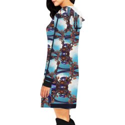 blue flowers All Over Print Hoodie Mini Dress (Model H27) - Image 4