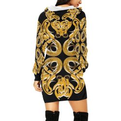 GOLDFLAKE All Over Print Hoodie Mini Dress (Model H27) - Image 3