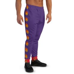 Ki-M design/FIRE EDITION/ Men's Joggers - purple with fire - Image 2