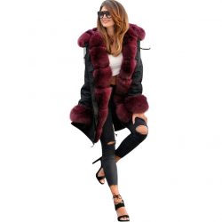 Fashionable European And American Slim Fit Warm Fur Collar Hooded Coat - Image 7