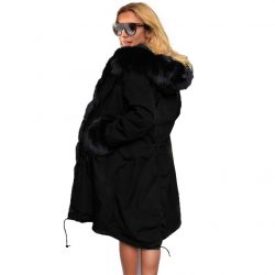 Fashionable European And American Slim Fit Warm Fur Collar Hooded Coat - Image 3