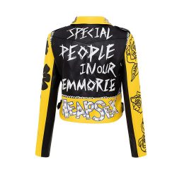 Personalized Graffiti Print Motorcycle Leather Jacket - Image 4