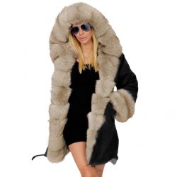 Fashionable European And American Slim Fit Warm Fur Collar Hooded Coat - Image 8