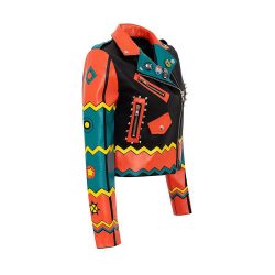 Personalized Graffiti Print Motorcycle Leather Jacket - Image 3