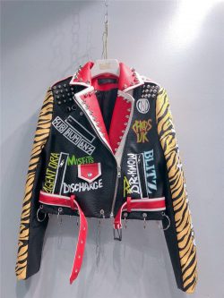 Leather jacket with tiger pattern - Image 5