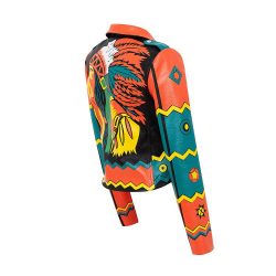 Personalized Graffiti Print Motorcycle Leather Jacket - Image 4