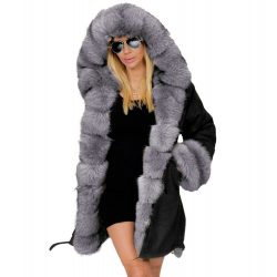 Fashionable European And American Slim Fit Warm Fur Collar Hooded Coat - Image 2