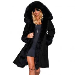 Fashionable European And American Slim Fit Warm Fur Collar Hooded Coat - Image 10