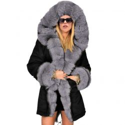 Fashionable European And American Slim Fit Warm Fur Collar Hooded Coat - Image 9