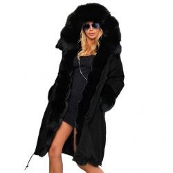 Fashionable European And American Slim Fit Warm Fur Collar Hooded Coat - Image 5